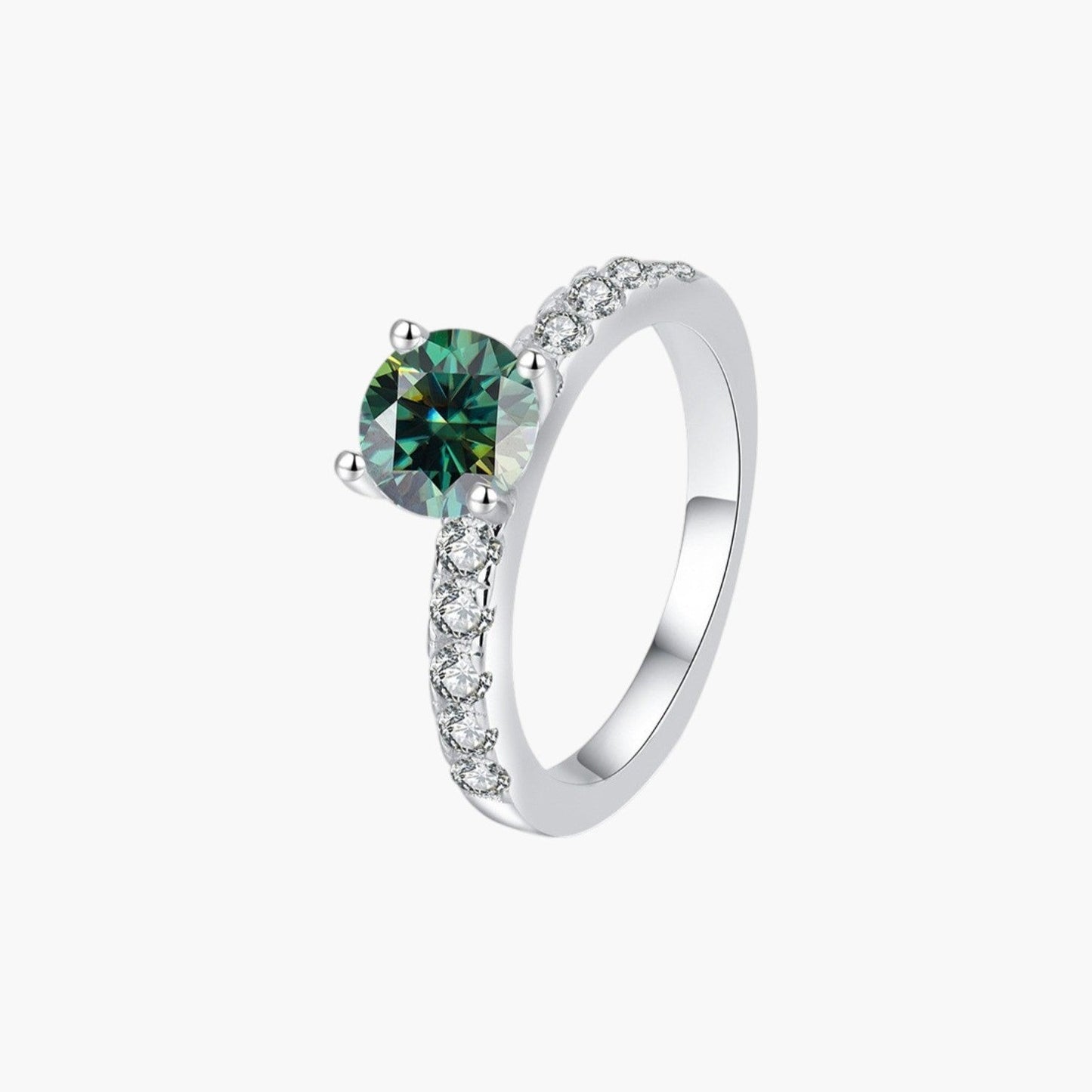 Anel Solitário com Moissanite em Prata de Lei 925