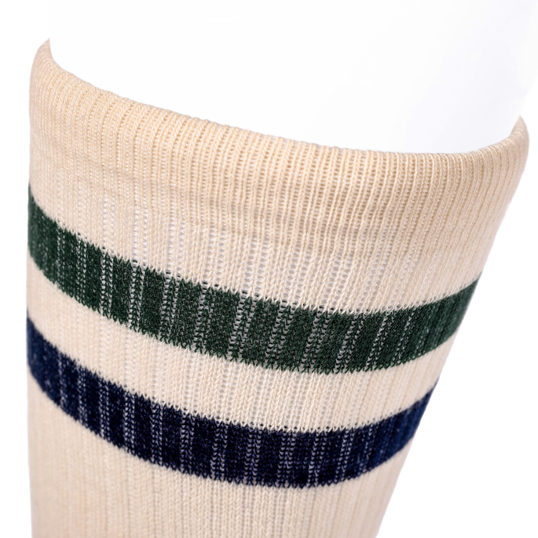 Athletic socks - Vintage - double stripes green/blue