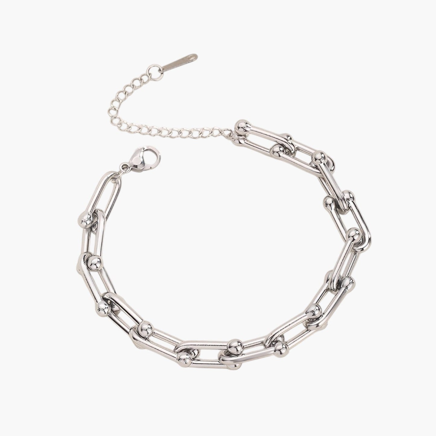 Pulseira Elegante de Elos em Aço Inoxidável