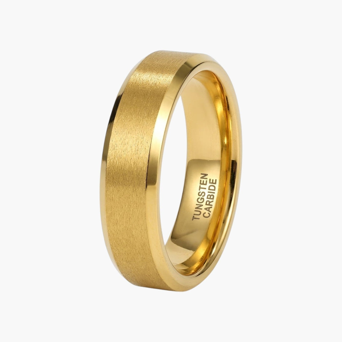 Anel Biselado em Aço de Tungsténio Dourado