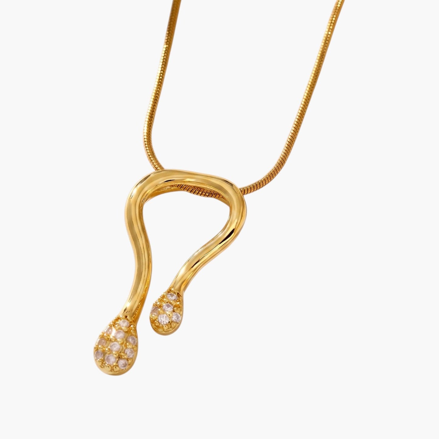 Colar de Clavícula com Design Curvo em U e Zircónias
