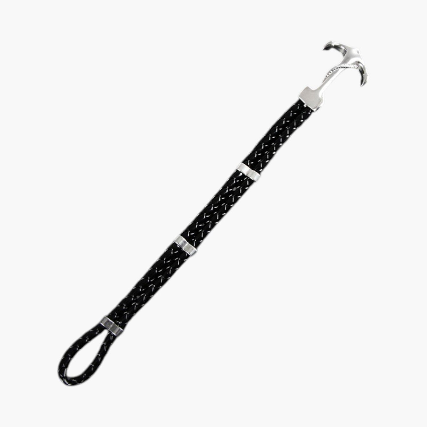 Pulseira Âncora em Couro e Aço Inoxidável