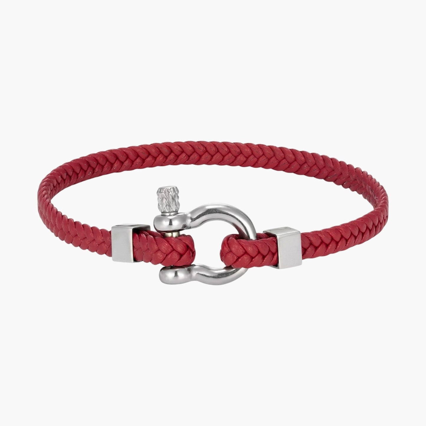 Pulseira Minimalista em Couro Trançado com Aço Inoxidável