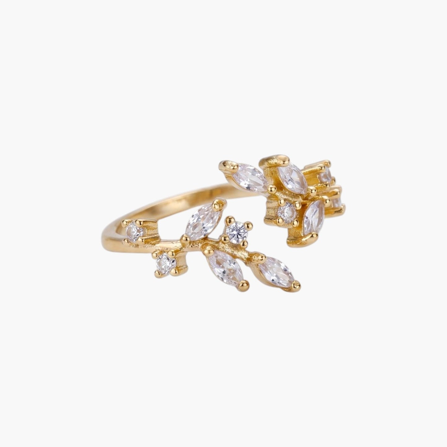Anel Floral com Zircónias
