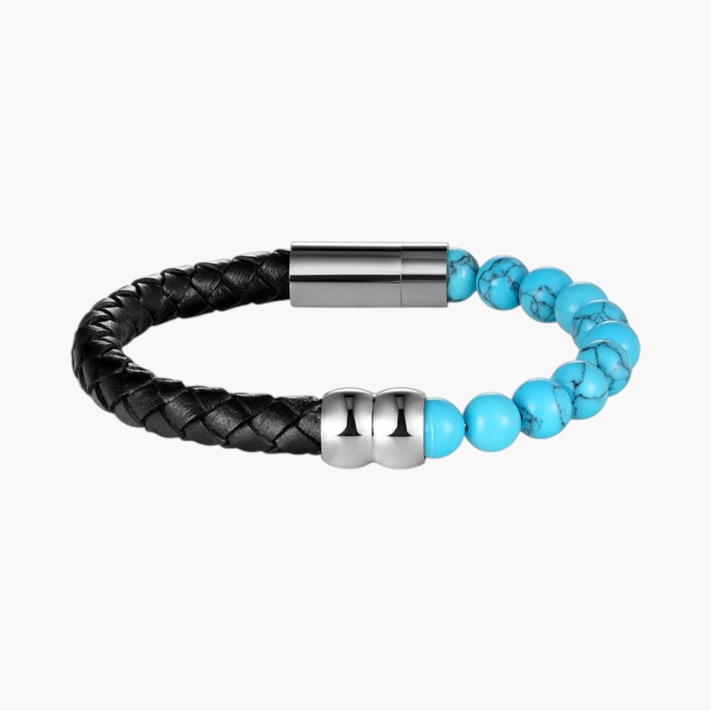 Pulseira de Couro e Pedra Natural