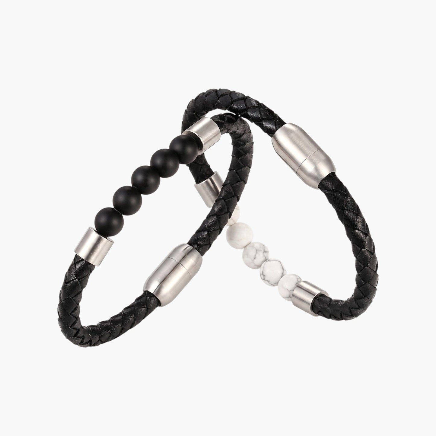 Pulseira de Couro e Pedra Natural