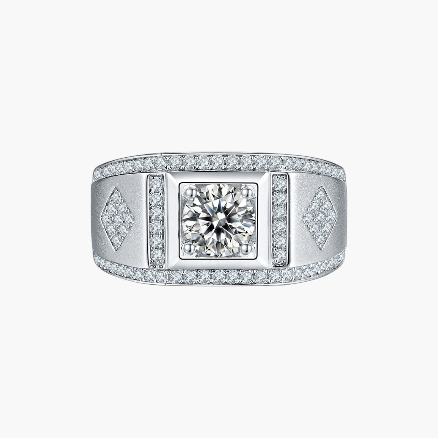 Anel Imperial Monaco em Prata de Lei 925 com Moissanite