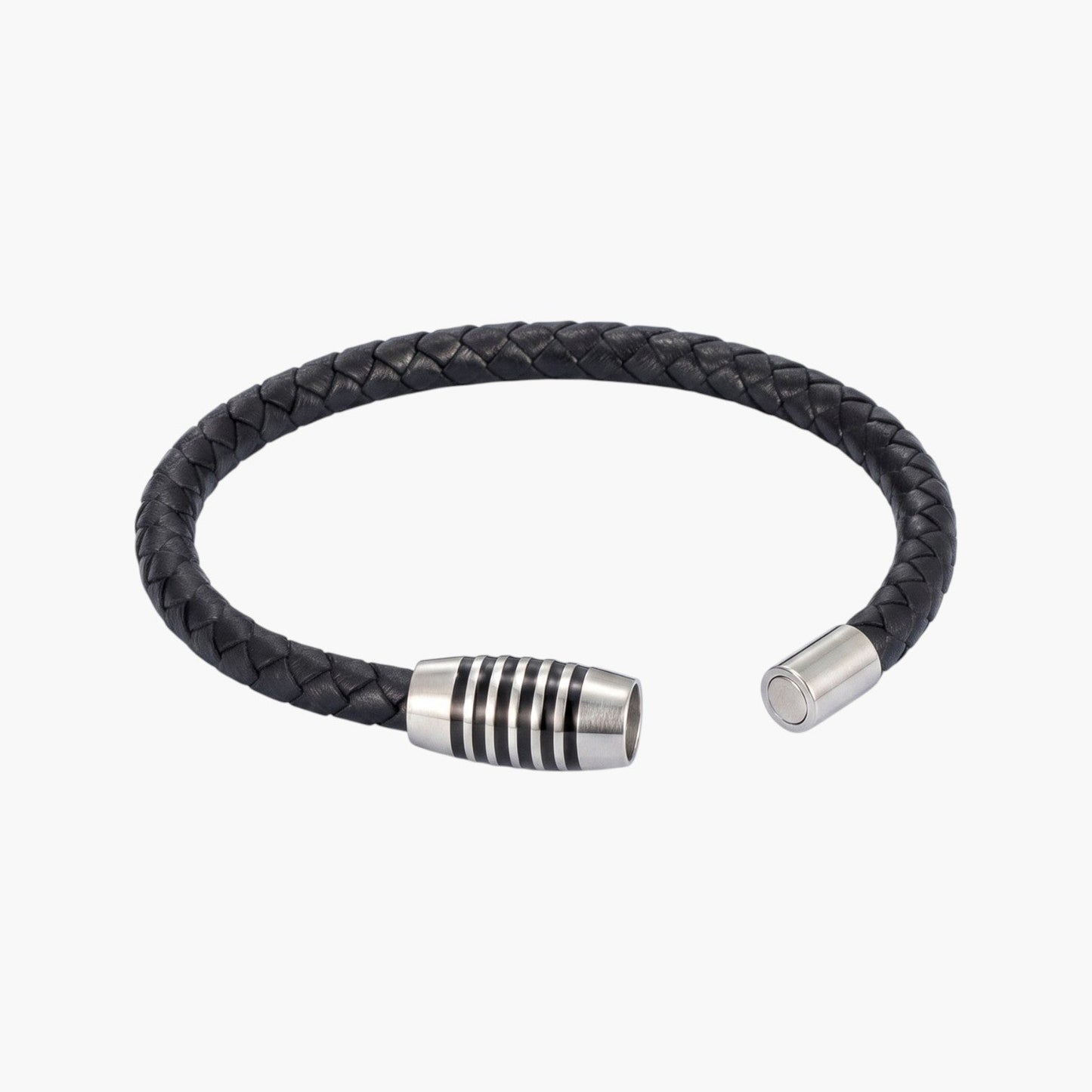 Pulseira de Couro e Aço Inoxidável