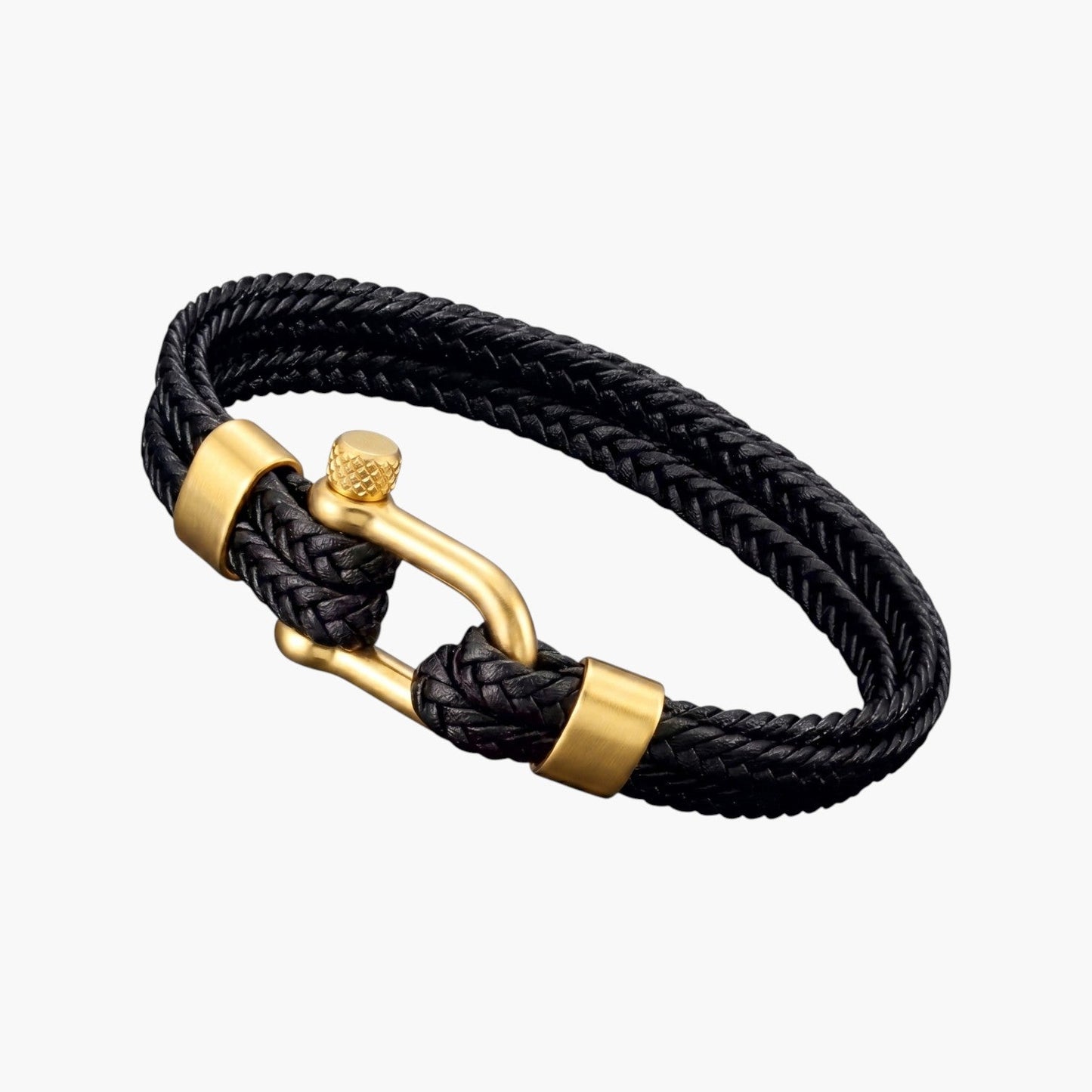 Pulseira Estilo Náutico em Couro e Aço Inoxidável
