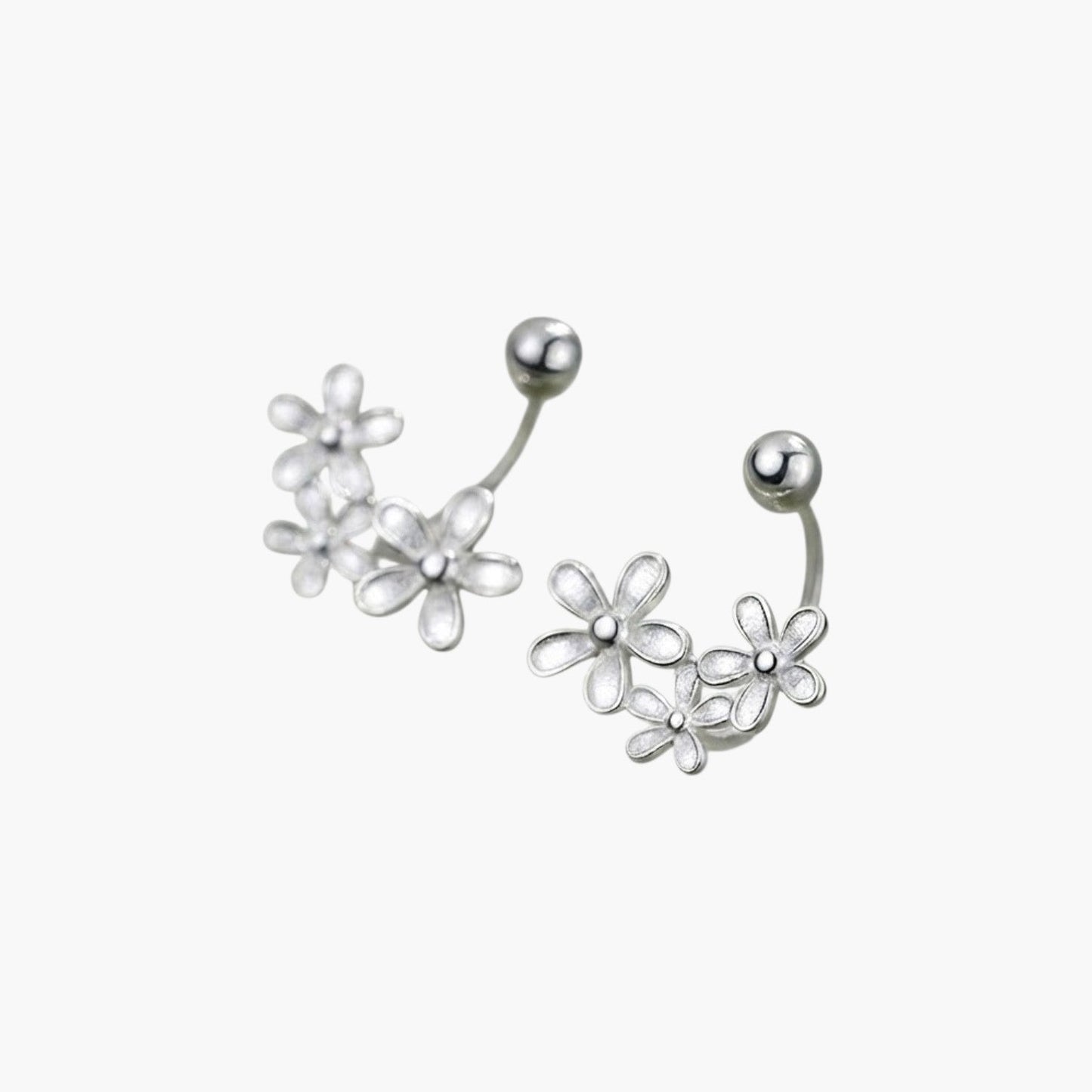 Brincos Trio de Flores em Prata de Lei 925