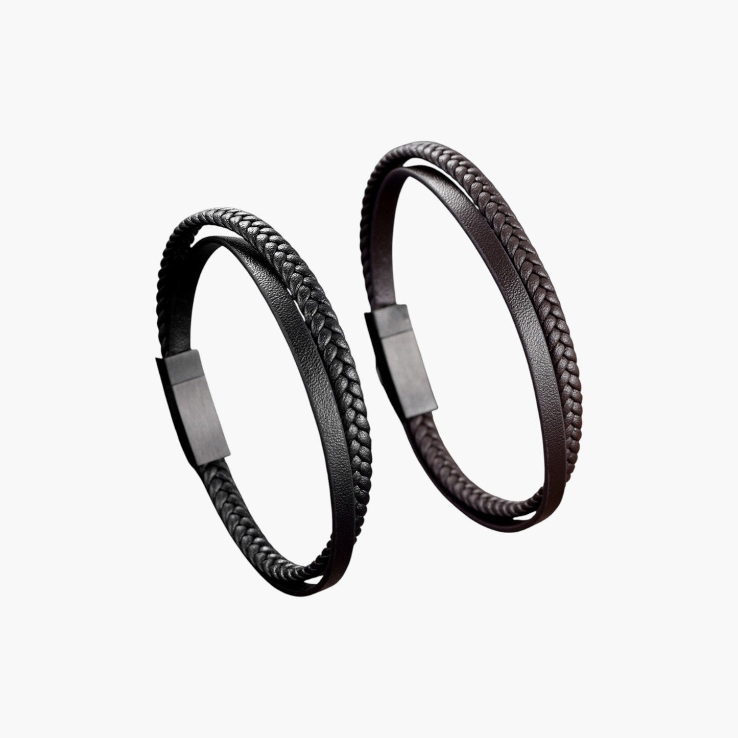 Pulseira de Couro e Aço Inoxidável 316L