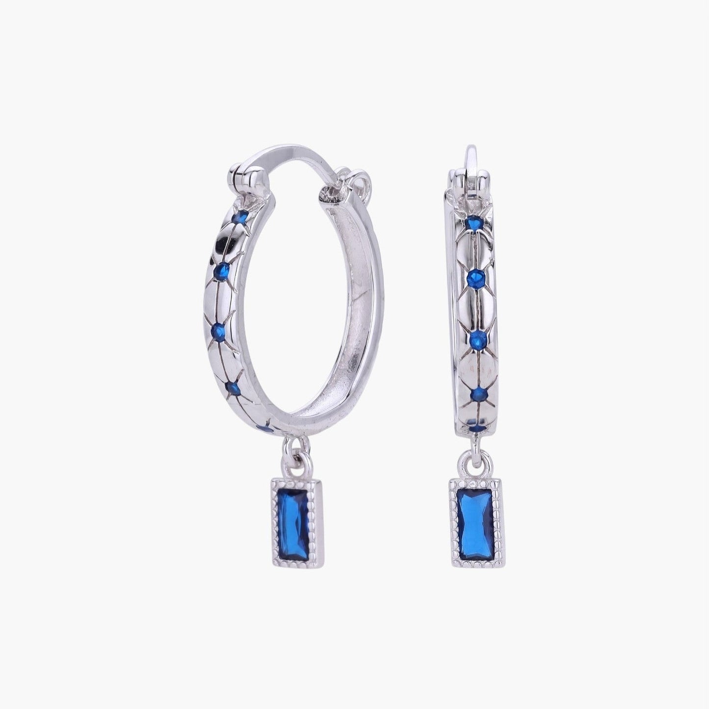 Brincos Argola com Pendente em Prata de Lei 925
