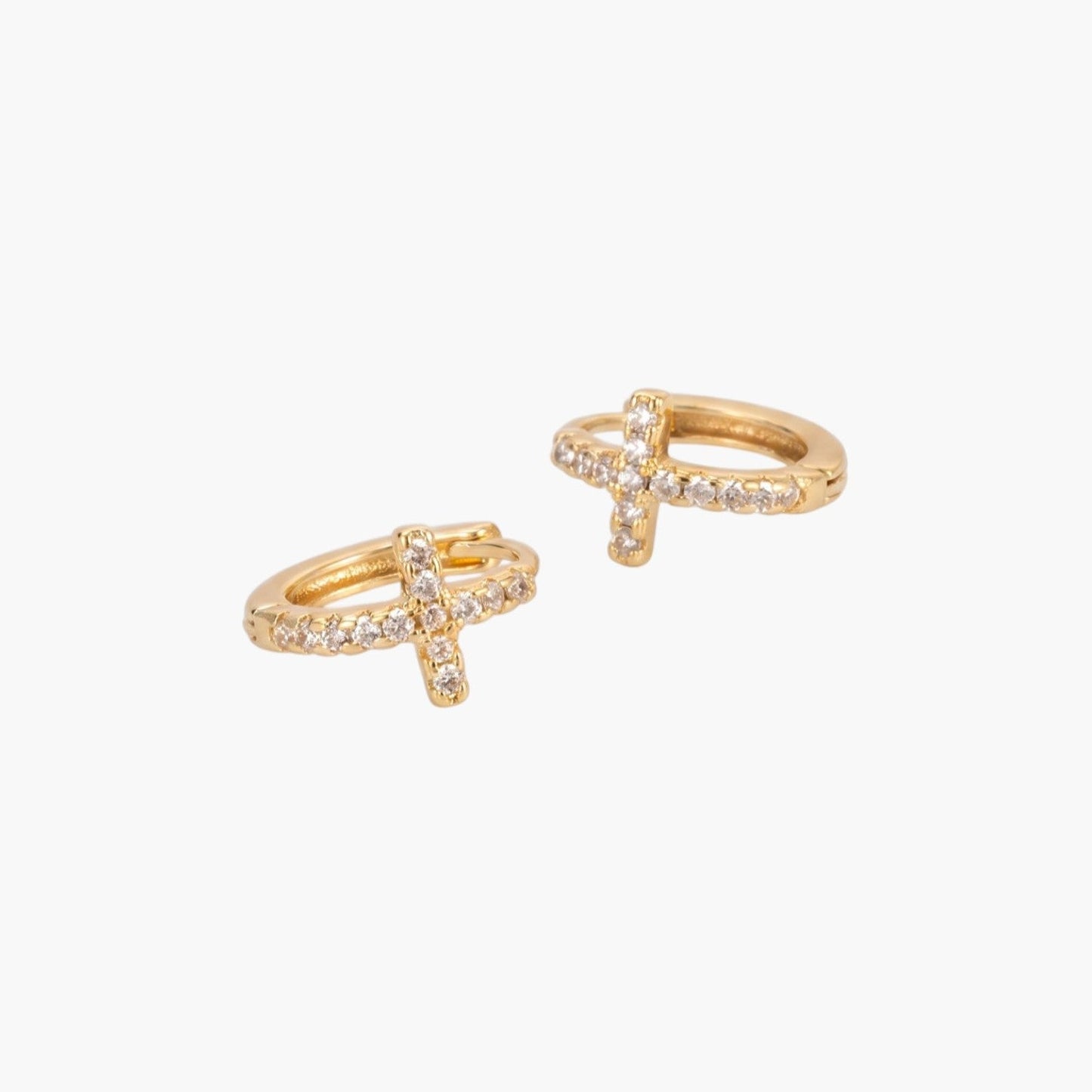 Brincos Argola com Cruz e Zircónias