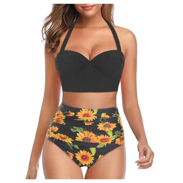 Sunflower High-Waist Bikini Set