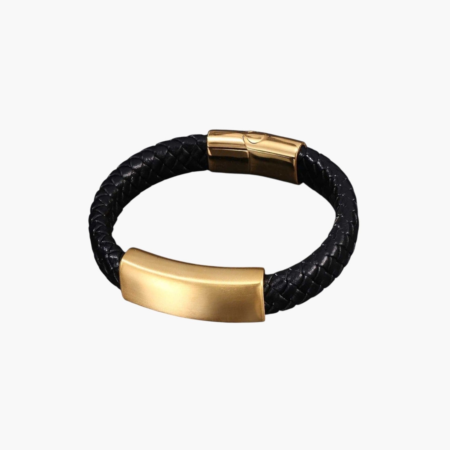 Pulseira de Couro e Aço Inoxidável
