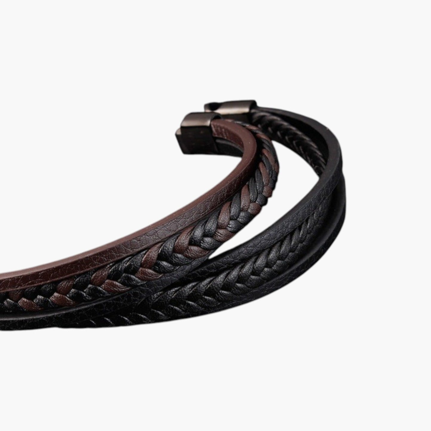 Pulseira de Couro e Aço Inoxidável