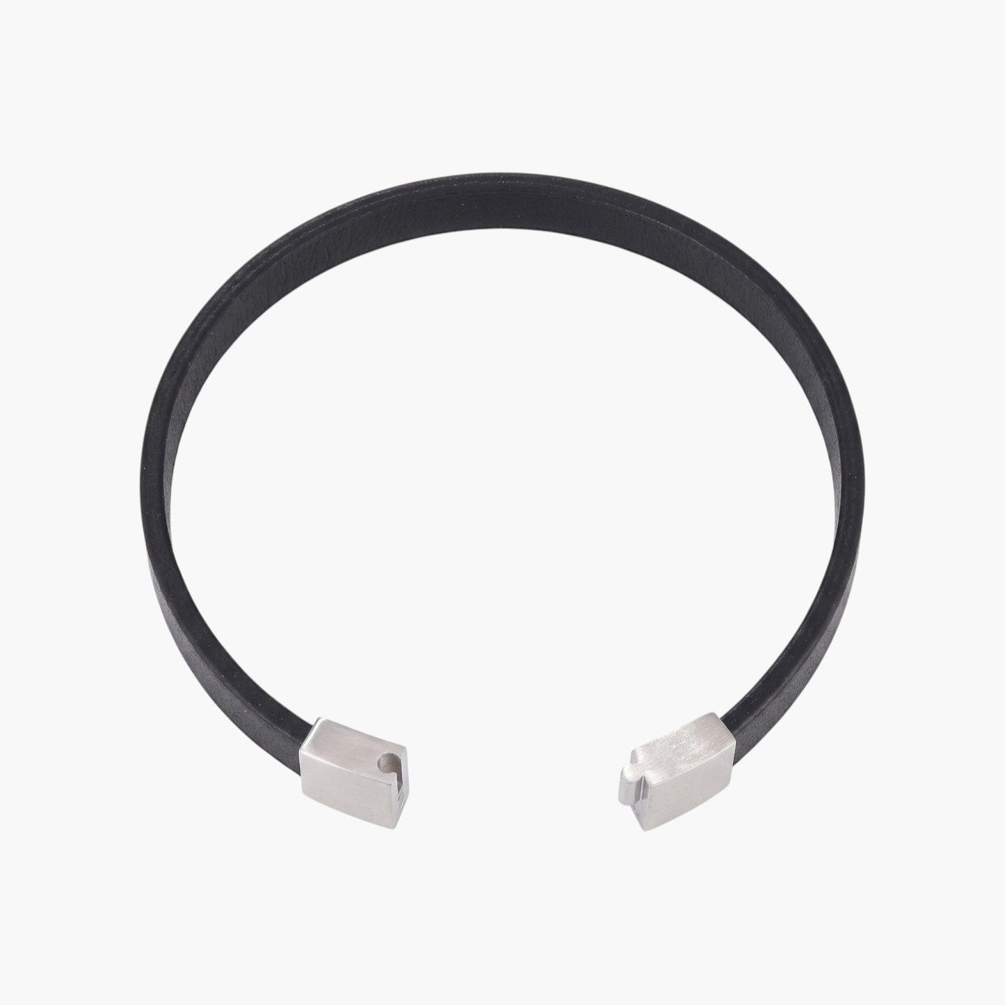 Pulseira Minimalista em Couro e Aço Inoxidável