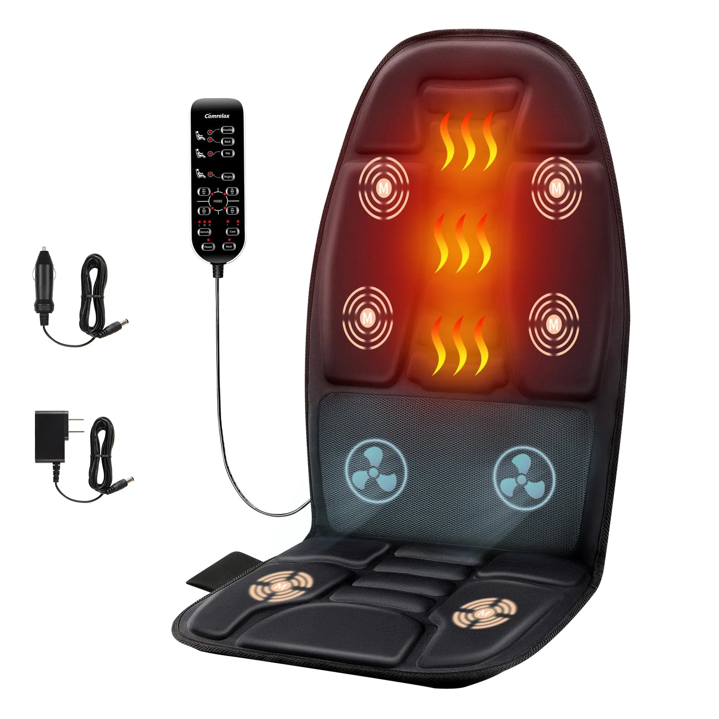 Back Massage Chair Pad – Vibration Seat Cushion with Heat & Cooling Fans