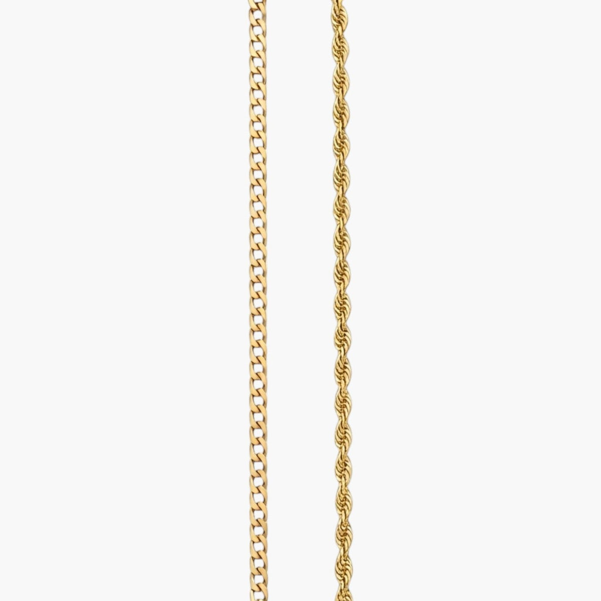 Conjunto de 2 Pulseiras Corrente Torcida e Elos em Aço Inoxidável