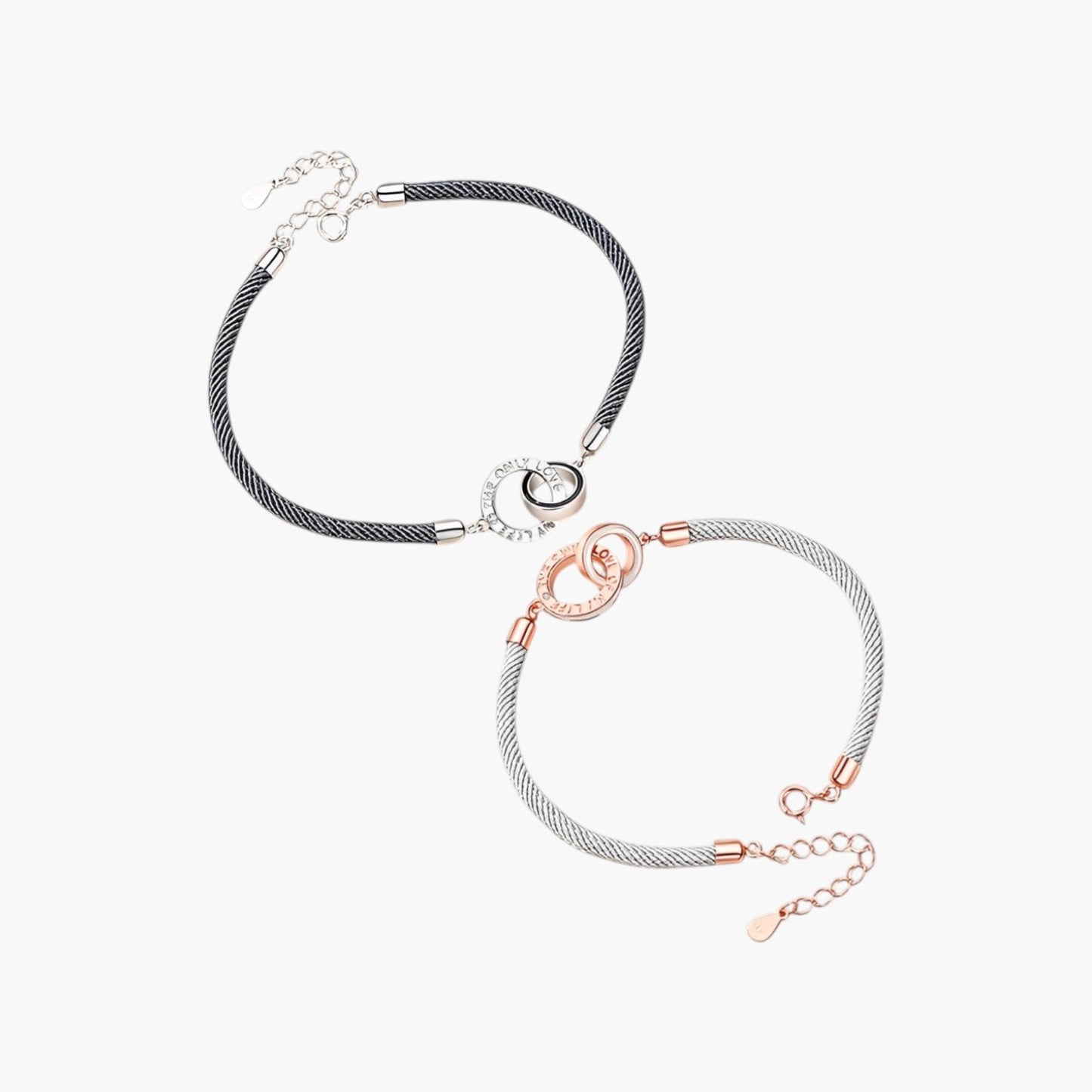 Pulseira de Corda Trançada com Duplo Círculo