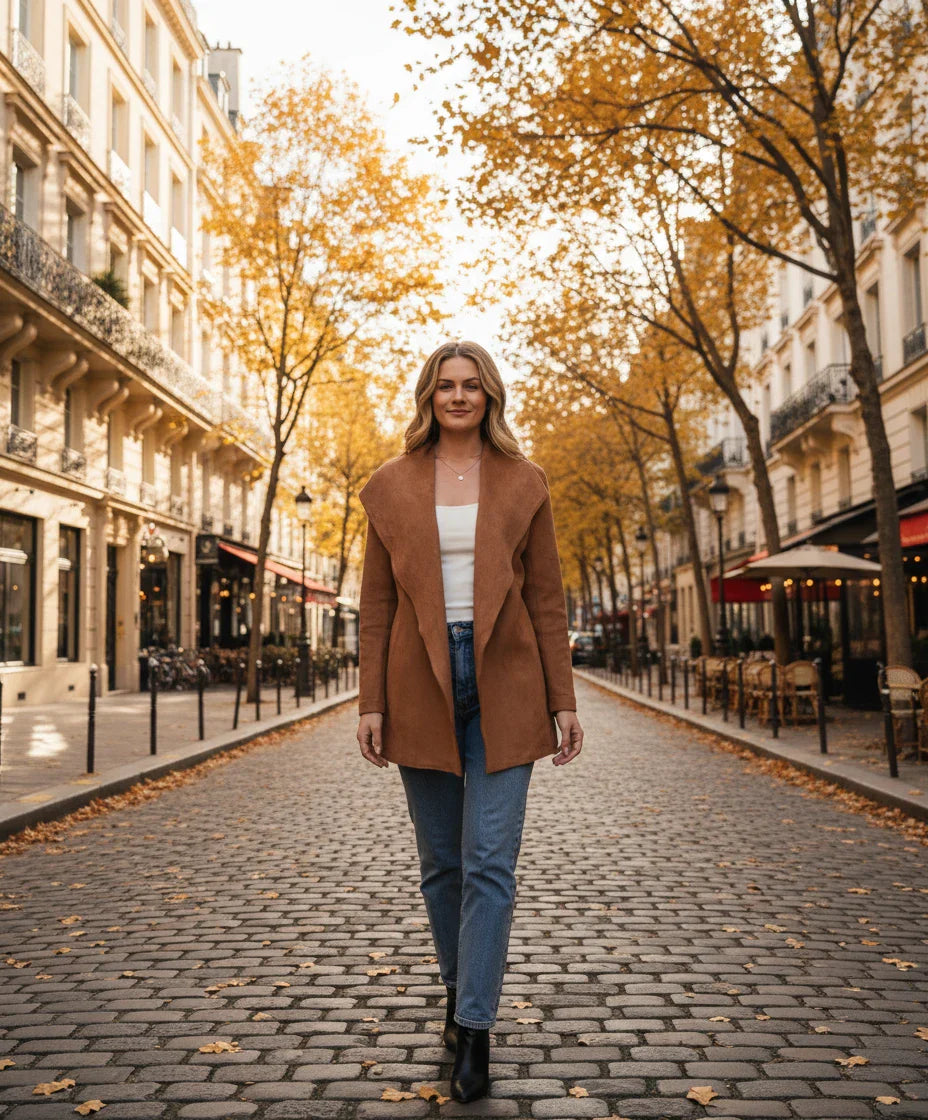 Camel Suede Winter Jacket - Warm and Chic