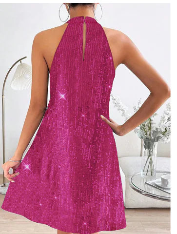 Elegant Halter Strapless Sequin Dress