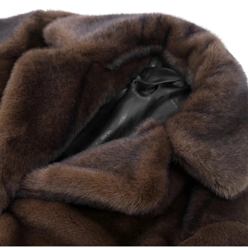 Long Faux Mink Fur Coat – Women’s Luxury Winter Coat