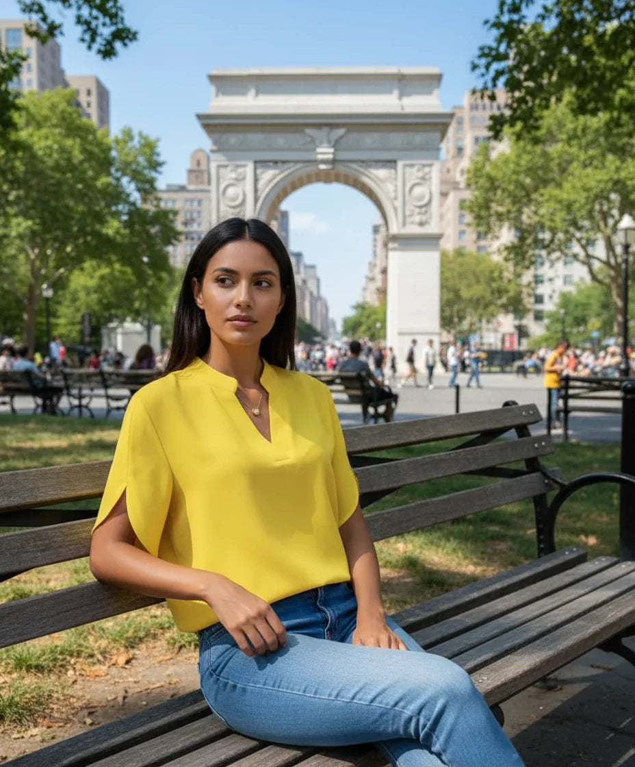 Timeless V-Neck Blouse – Short Sleeve Top