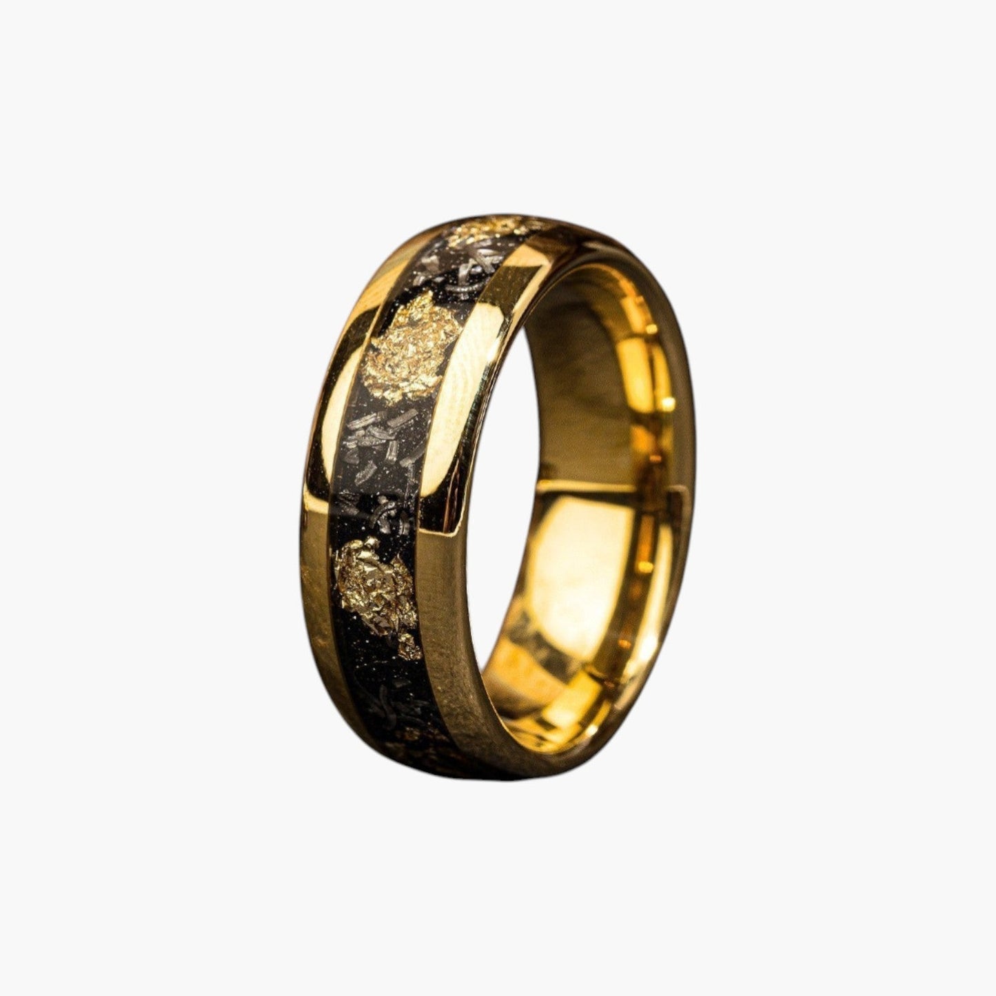 Anel Dourado Estrelado em Aço Inoxidável