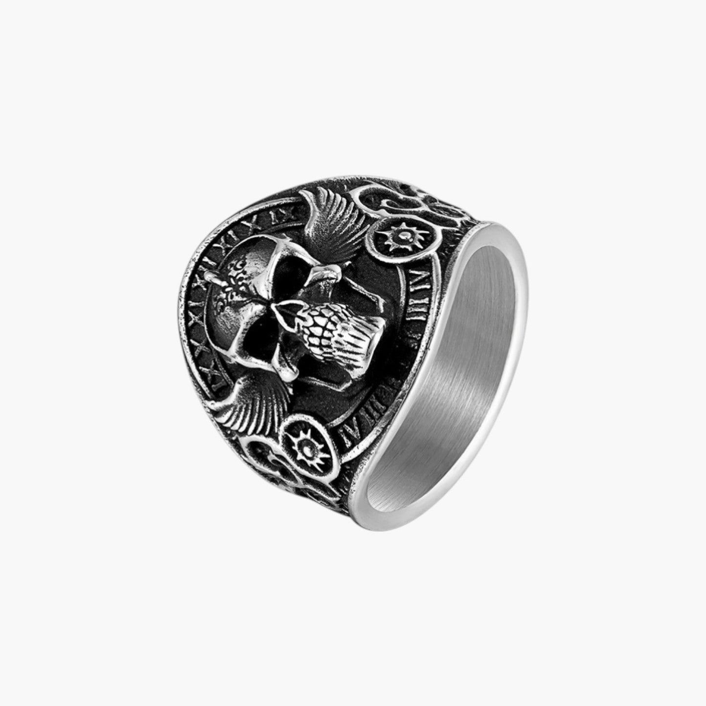 Anel Skull em Aço Inoxidável 316L