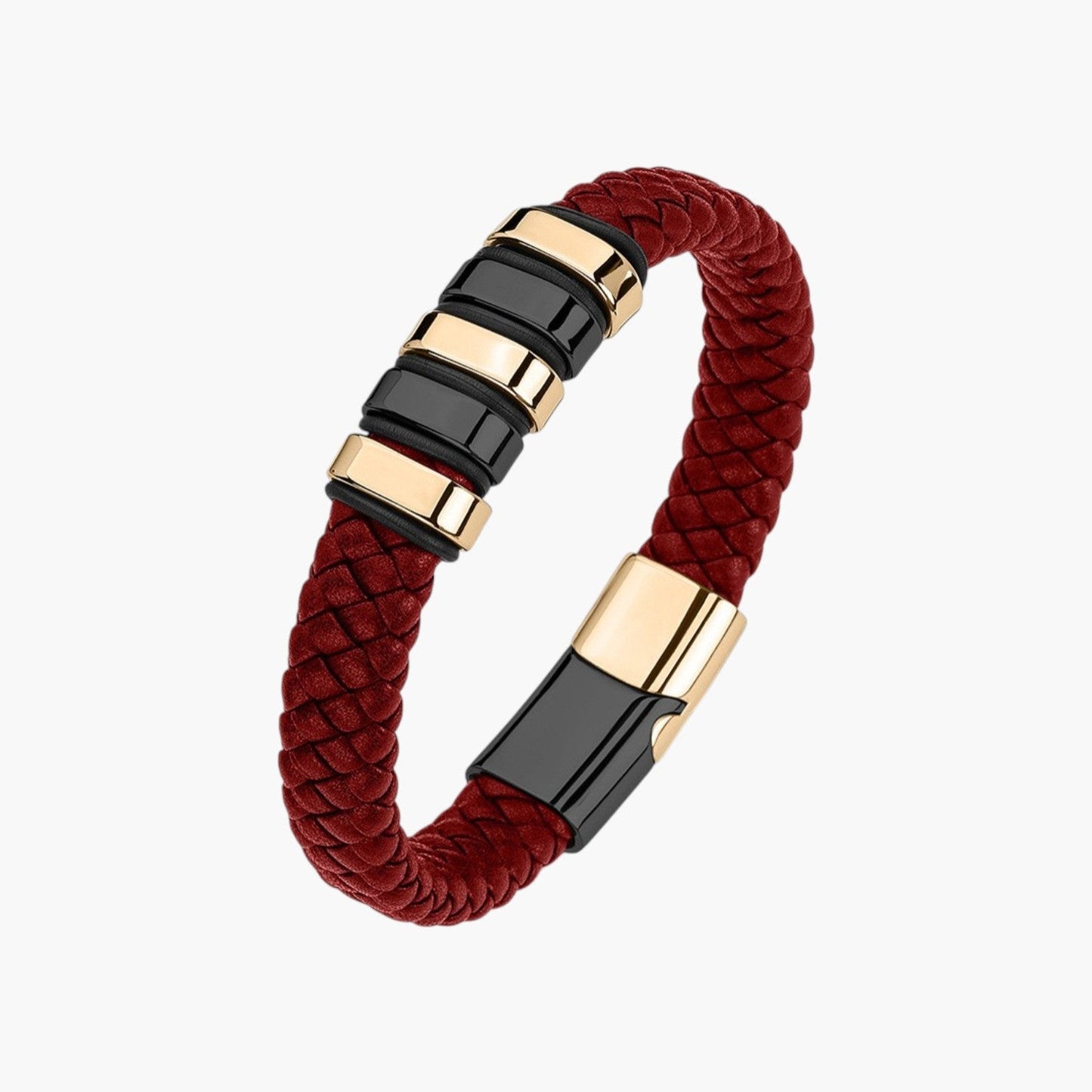 Pulseira em Couro e Aço Inoxidável
