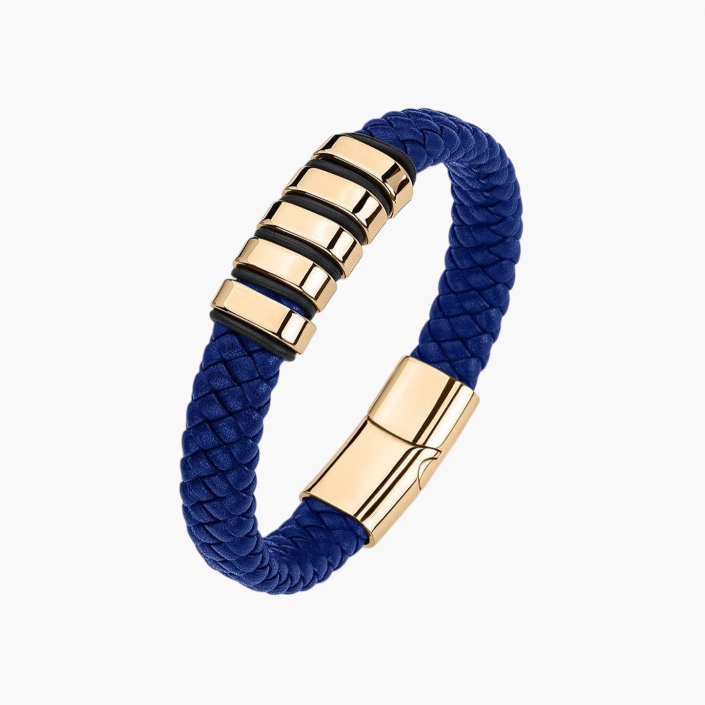 Pulseira em Couro e Aço Inoxidável