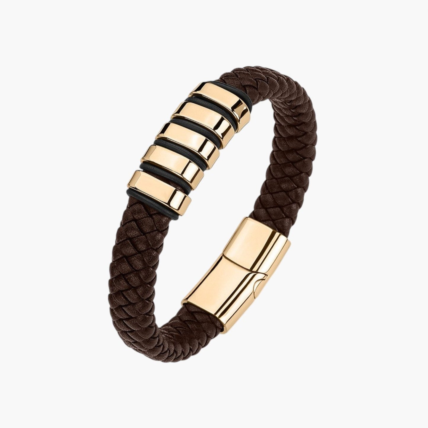 Pulseira em Couro e Aço Inoxidável