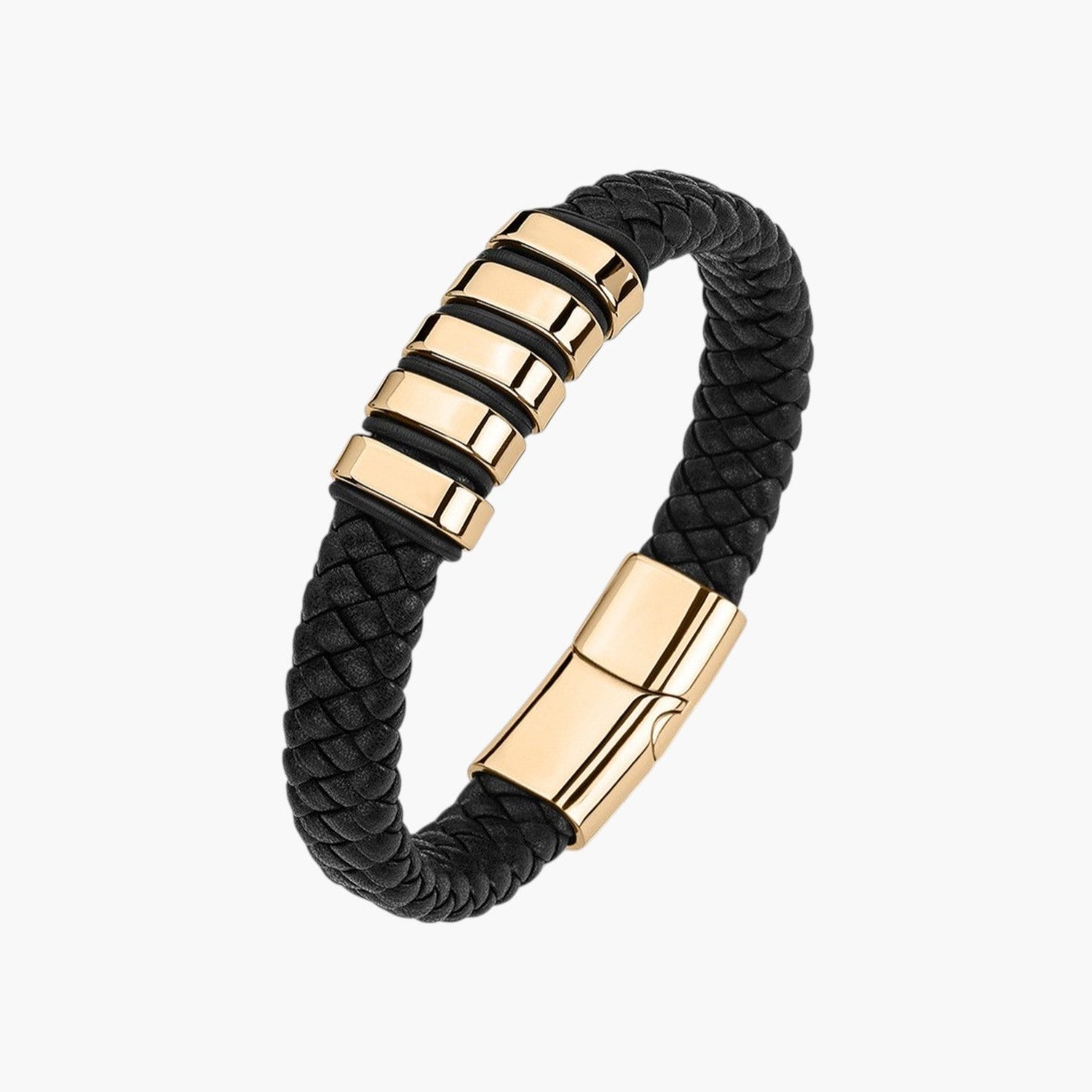 Pulseira em Couro e Aço Inoxidável