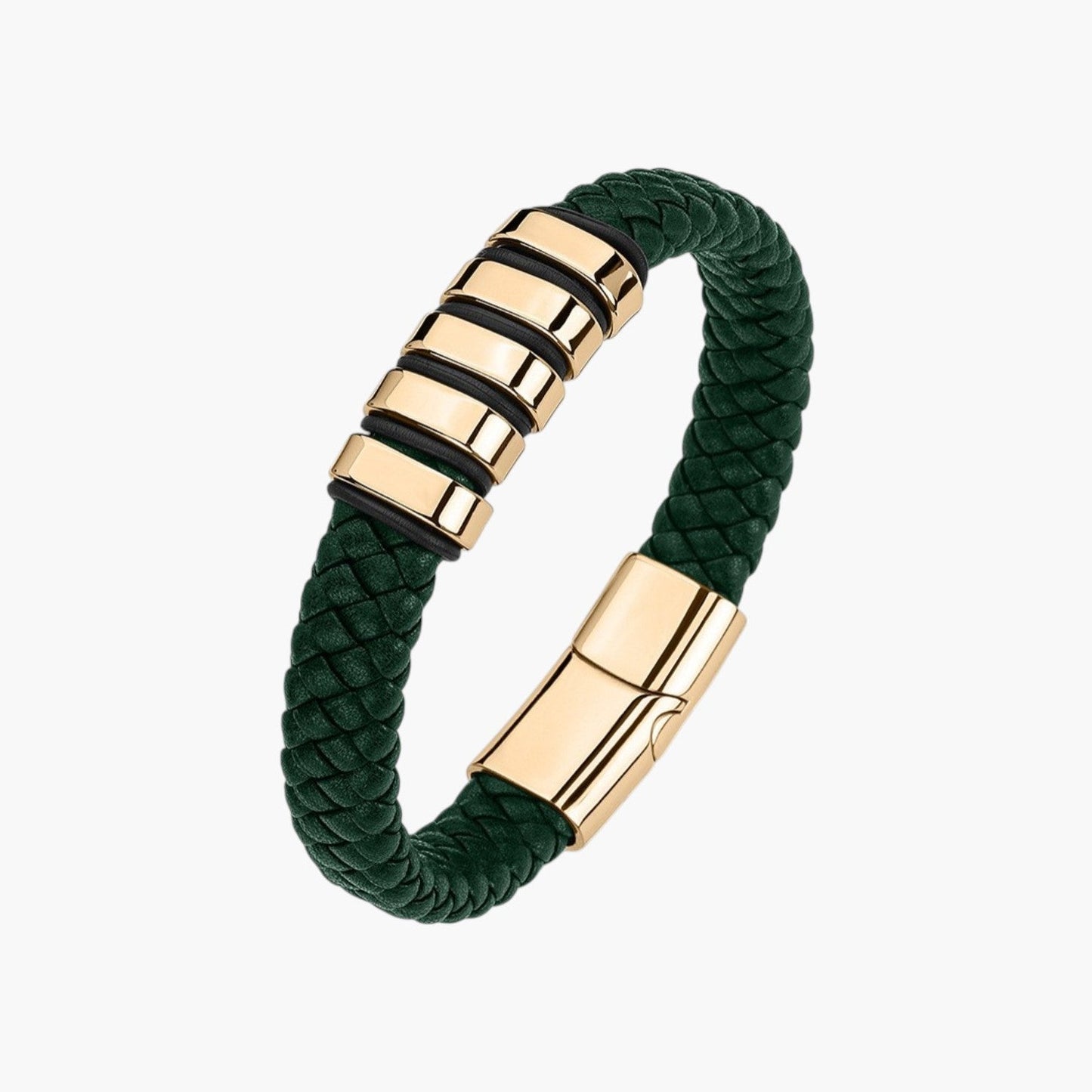 Pulseira em Couro e Aço Inoxidável
