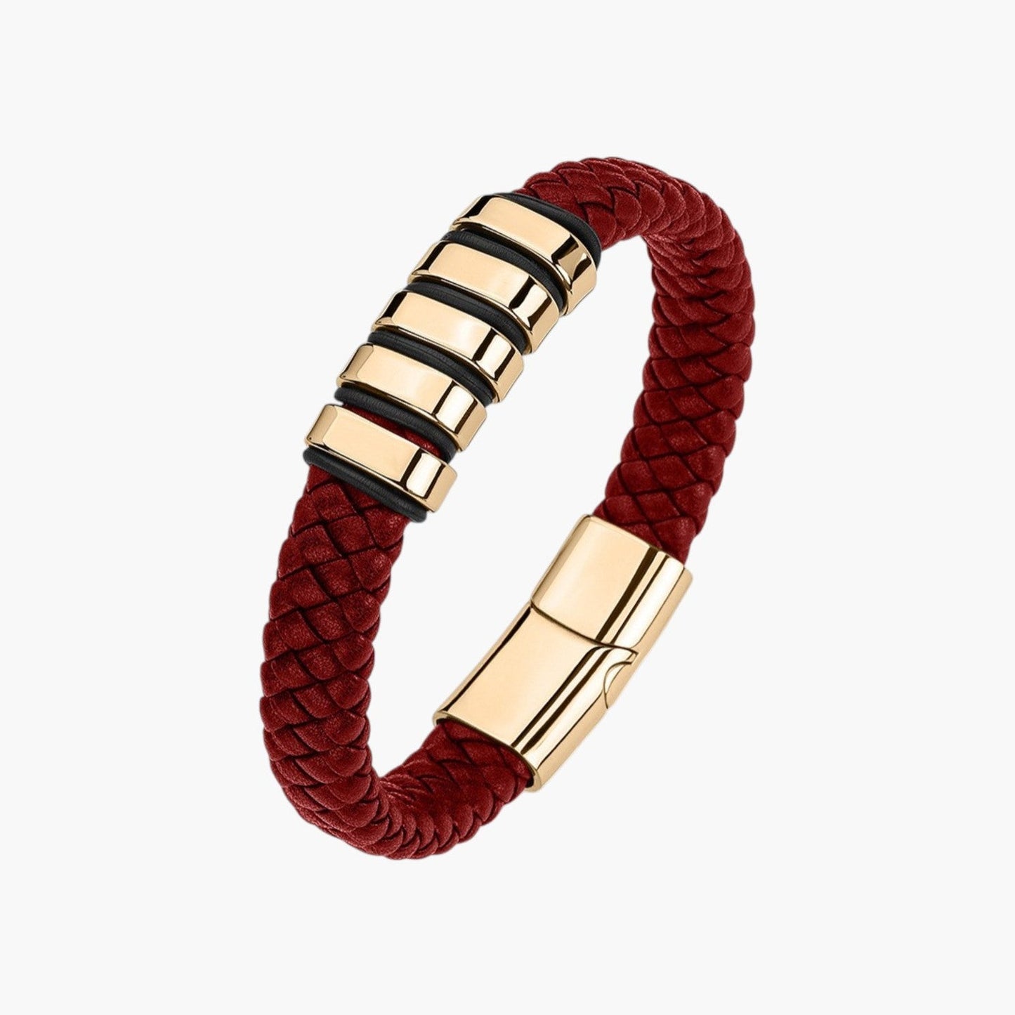Pulseira em Couro e Aço Inoxidável