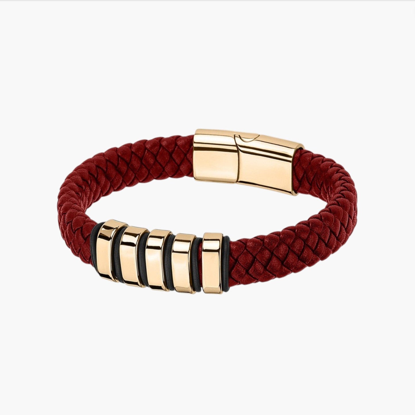 Pulseira em Couro e Aço Inoxidável