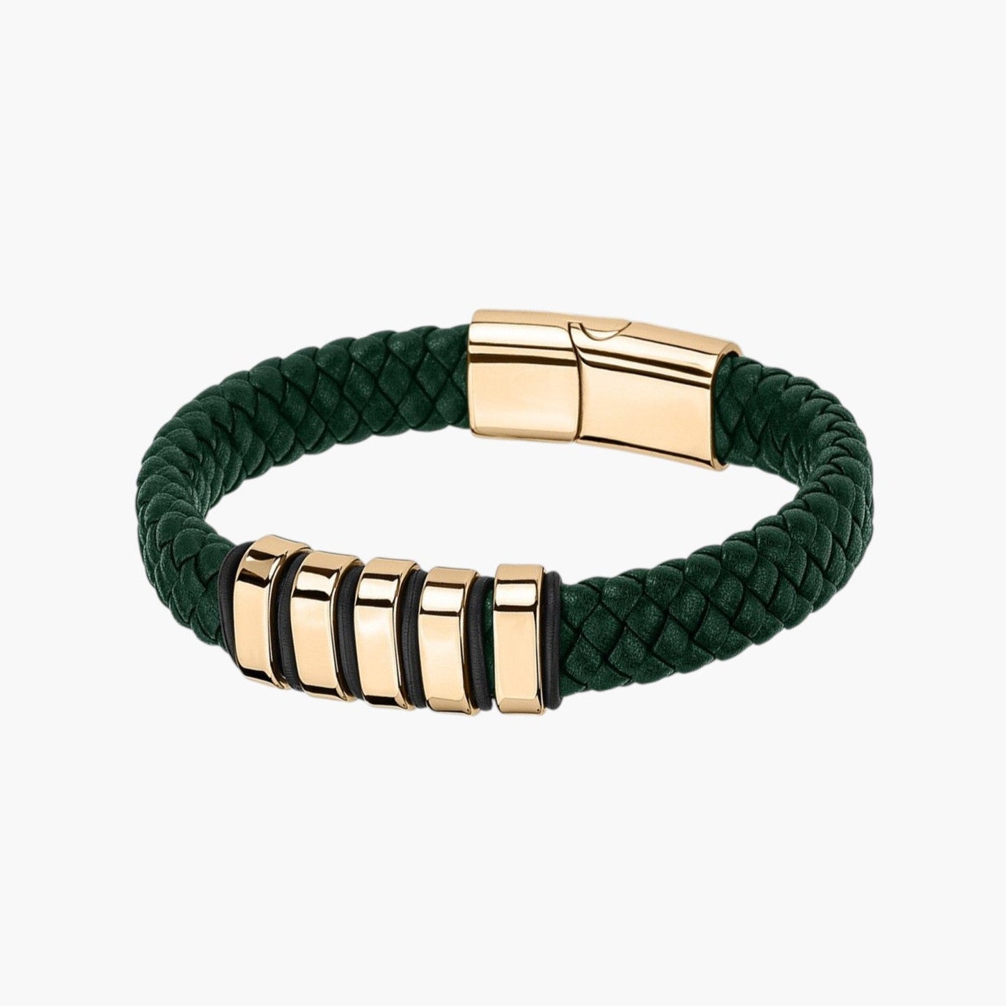 Pulseira em Couro e Aço Inoxidável