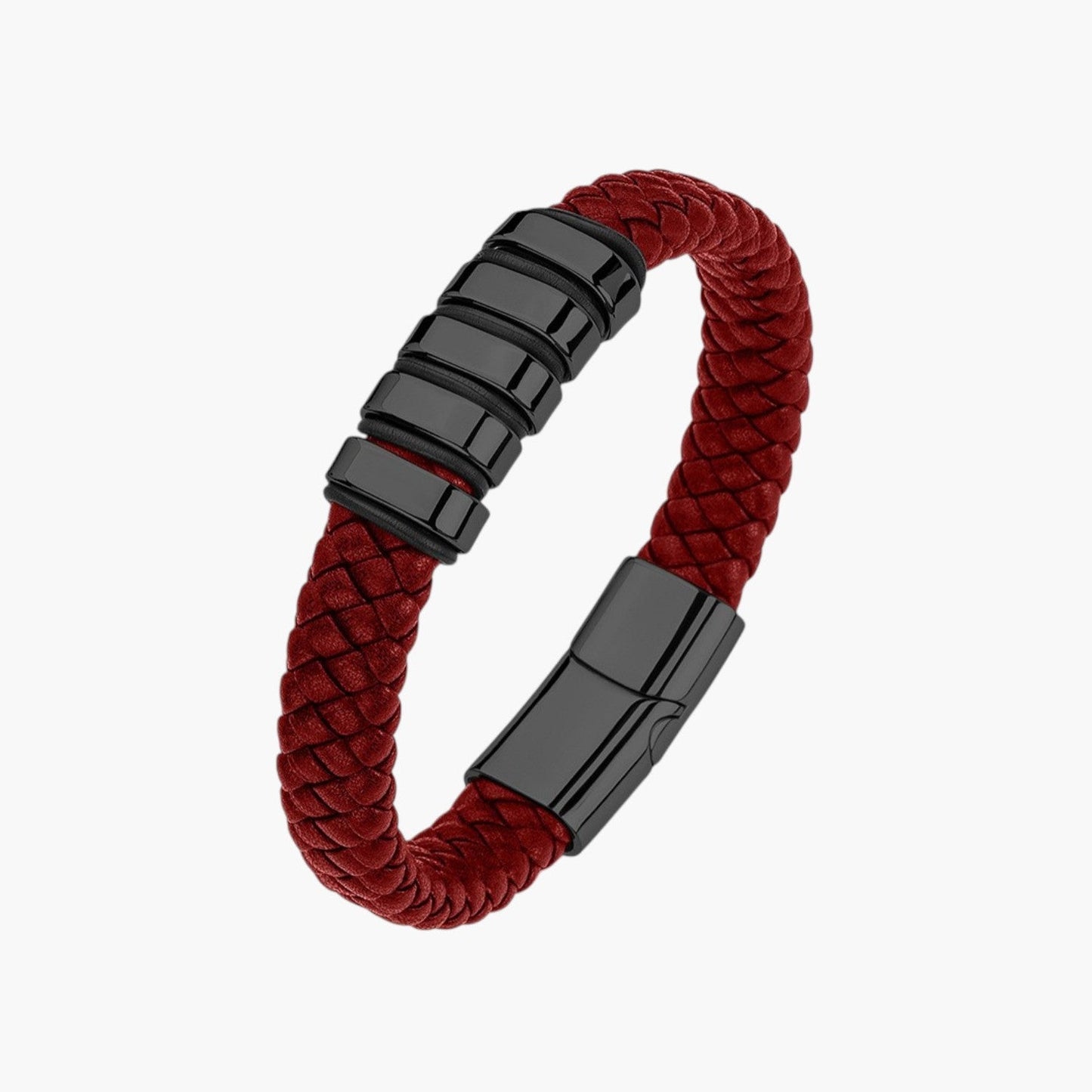 Pulseira em Couro e Aço Inoxidável