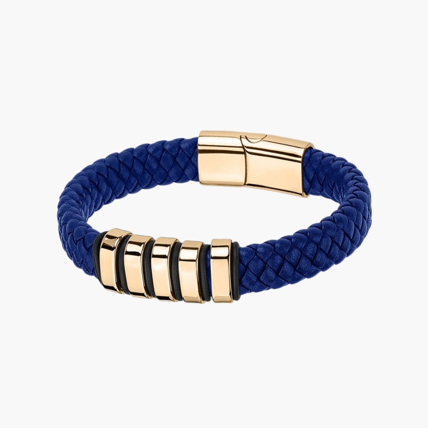 Pulseira em Couro e Aço Inoxidável