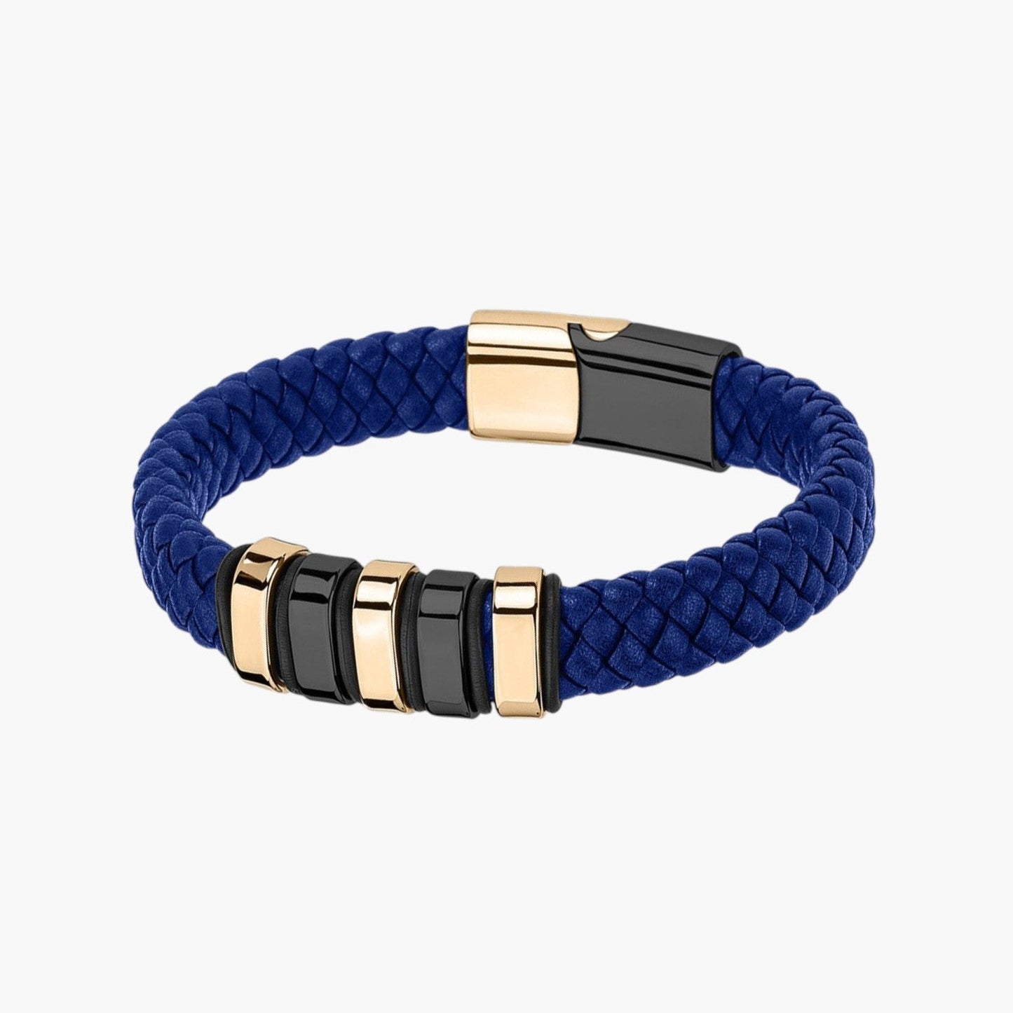 Pulseira em Couro e Aço Inoxidável