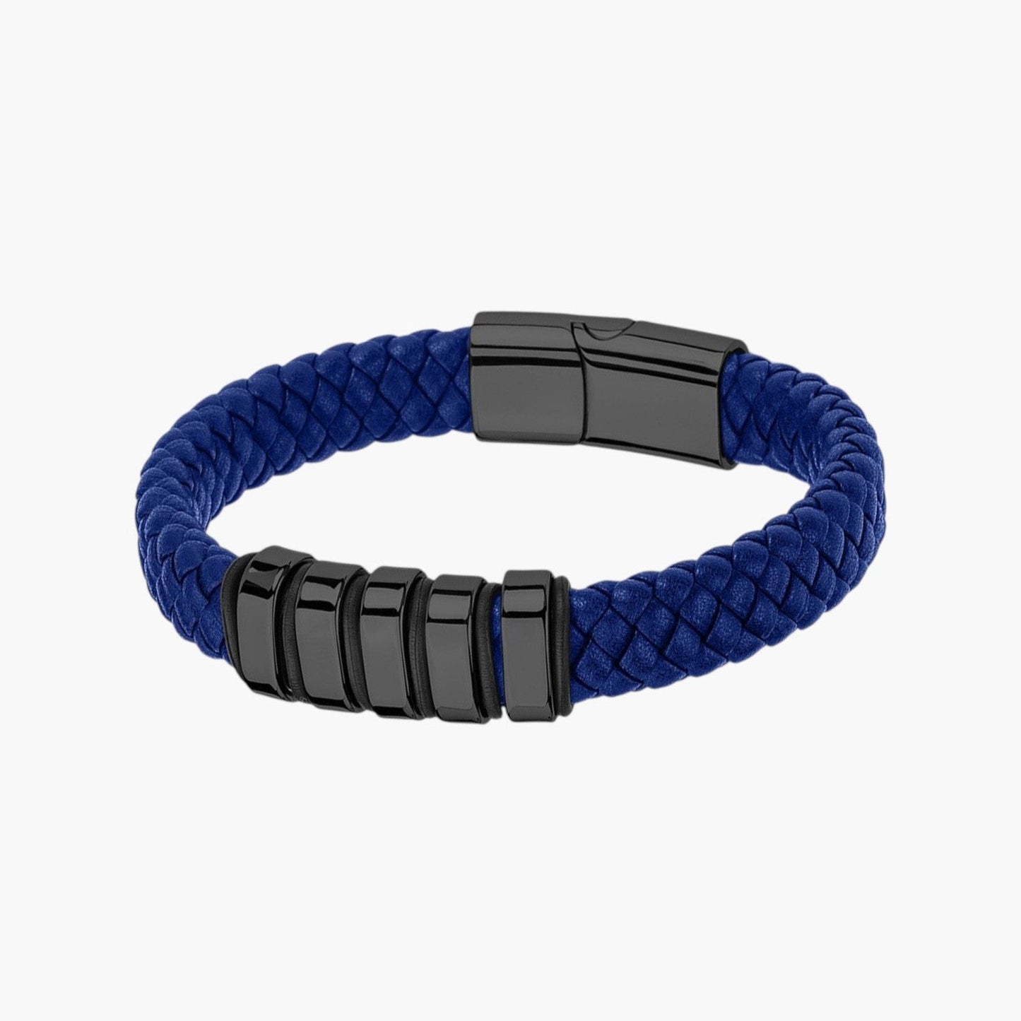 Pulseira em Couro e Aço Inoxidável
