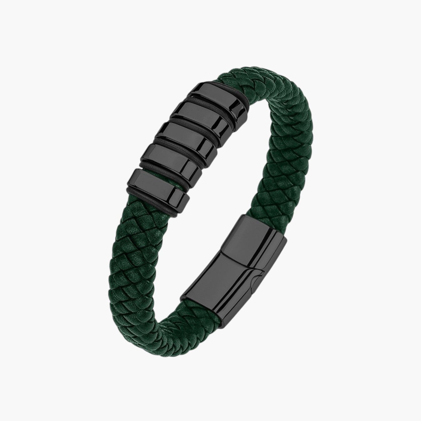 Pulseira em Couro e Aço Inoxidável