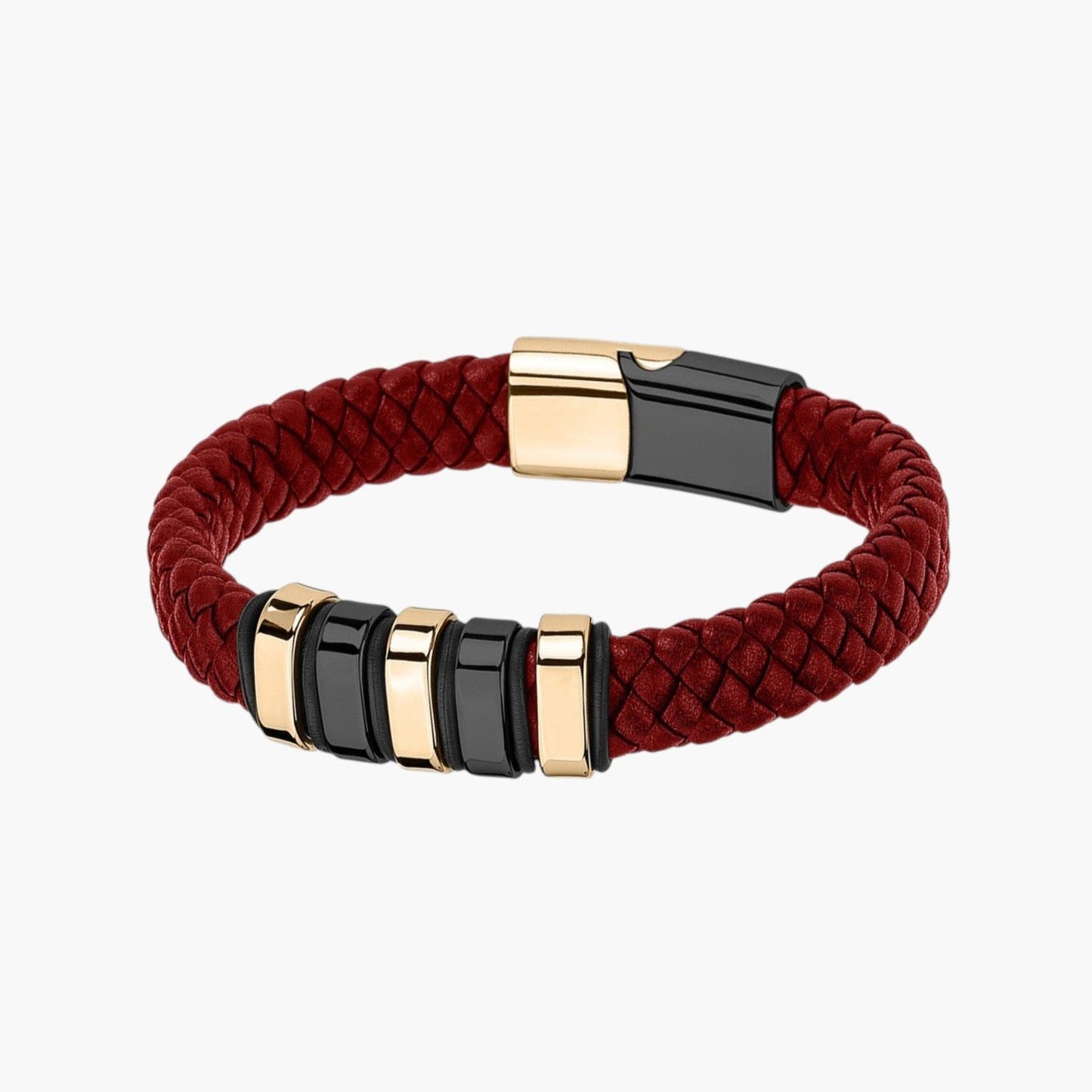 Pulseira em Couro e Aço Inoxidável