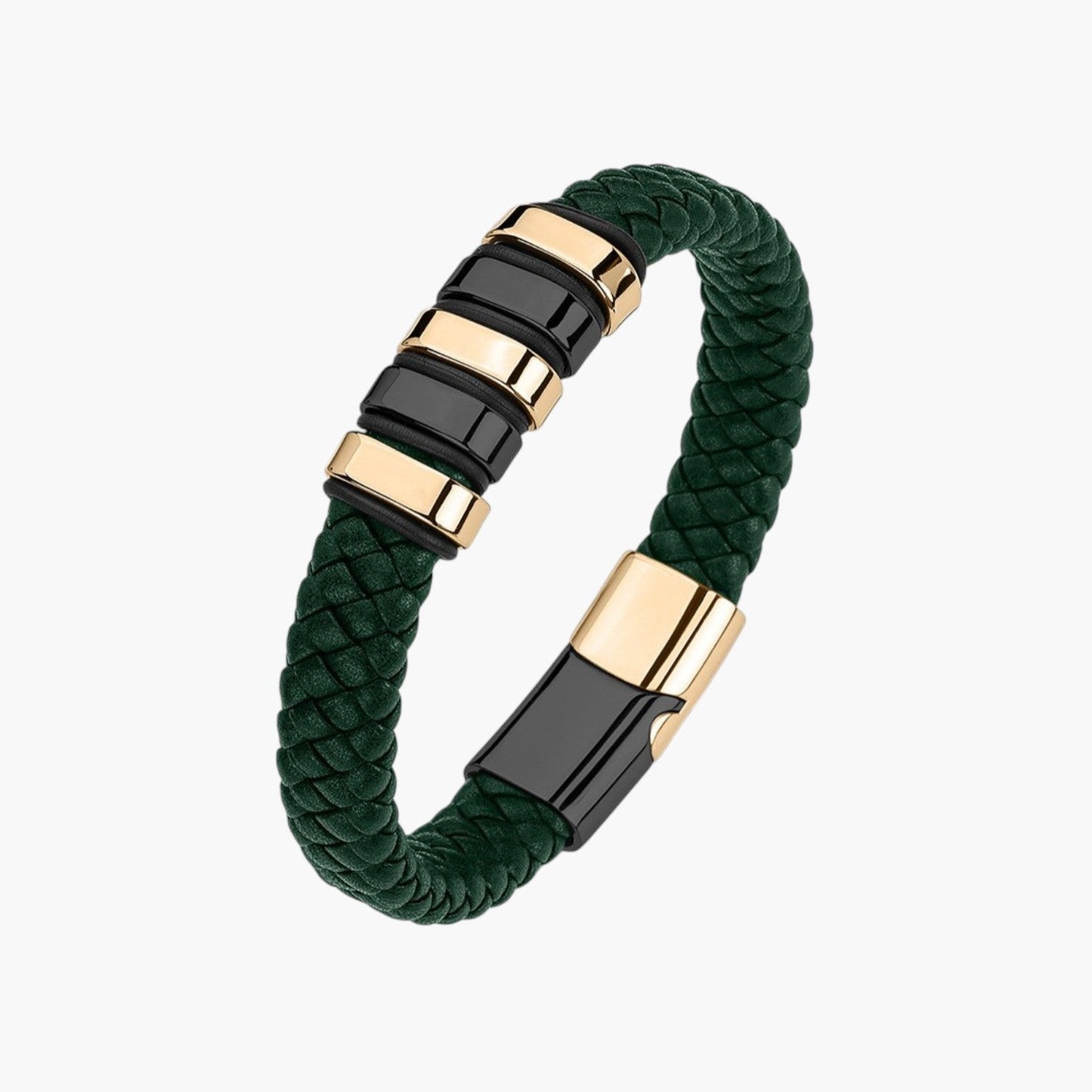Pulseira em Couro e Aço Inoxidável