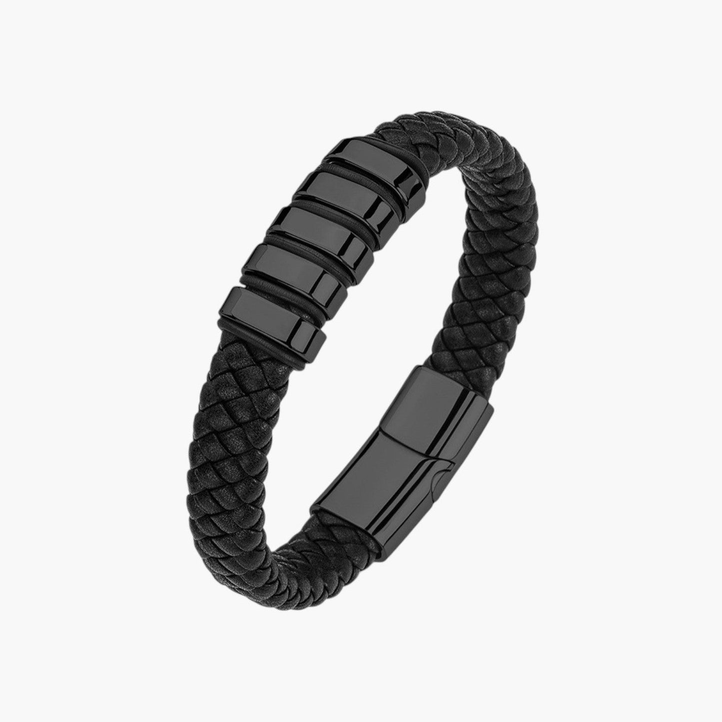 Pulseira em Couro e Aço Inoxidável