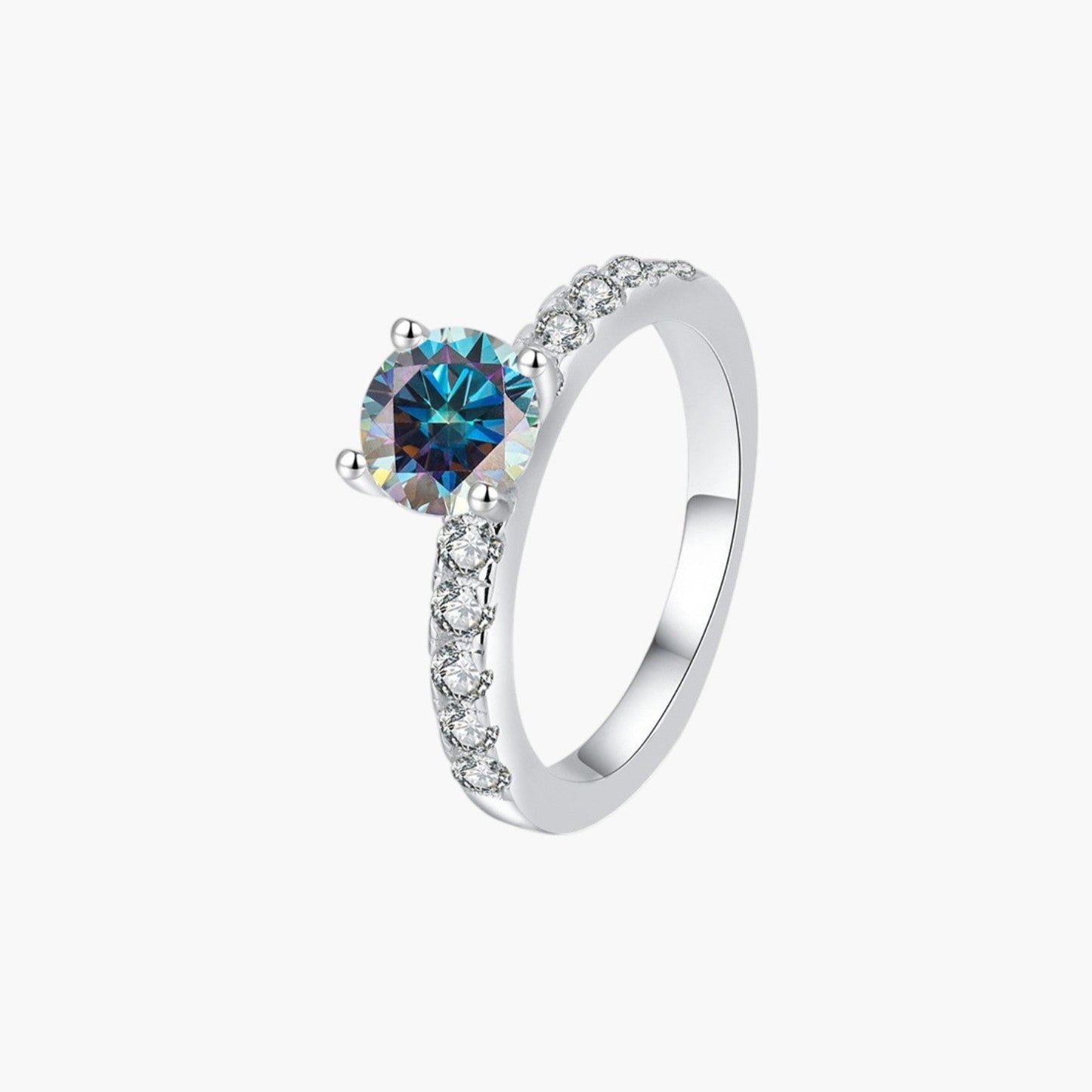 Anel Solitário com Moissanite em Prata de Lei 925