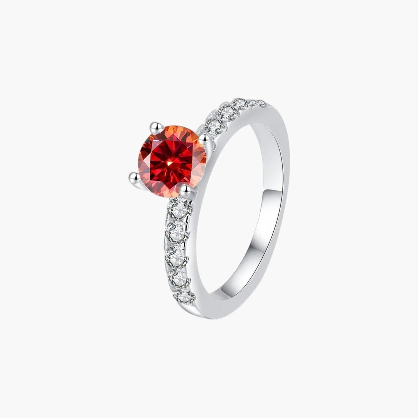 Anel Solitário com Moissanite em Prata de Lei 925