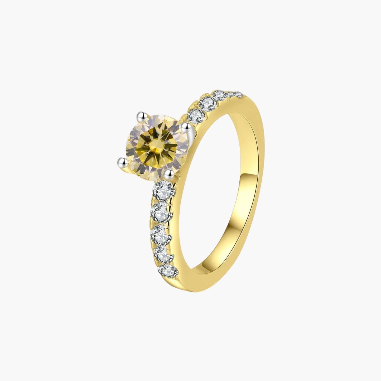 Anel Solitário com Moissanite em Prata de Lei 925