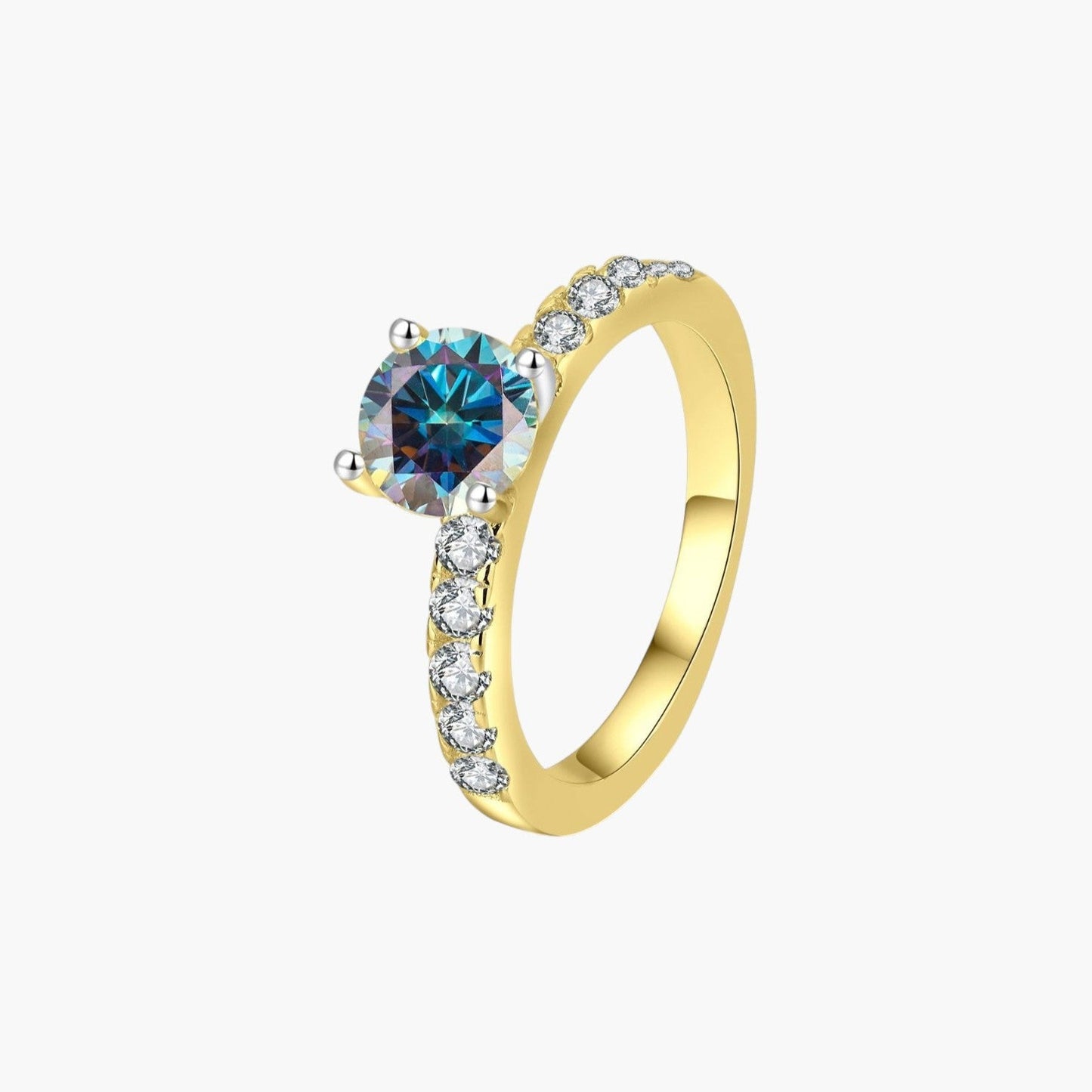 Anel Solitário com Moissanite em Prata de Lei 925